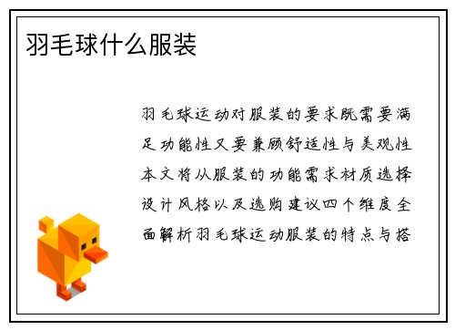 羽毛球什么服装